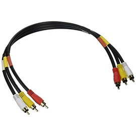 Monoprice Video Cable - 1.5 Feet - Black | Triple RCA Stereo Video Dubbing Composite Cable, Gold Plated Connectors