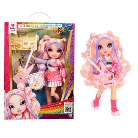Rainbow High Junior High Rock Band - Bella, Pink - 23cm Fashion Doll with a Bass Guitar, Customise with Stickers, Posable, Cute Toys for Children Ages 4+