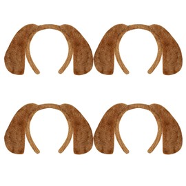 DVOFU 4Pieces Dog Ears Headband Brown Animal Puppy Long Ears Headband Role- Playing Props for Kids Adult Dog Party Decorations