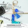 Zesirmay Initial letter Keychains, Sparkly Glitter Letter Keychain with Tassel,Resin