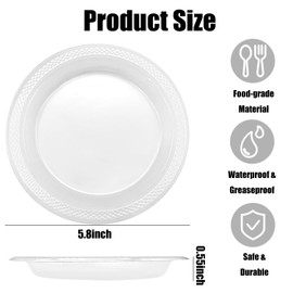 NovaHF 100 Pack 6 Inch Clear Plastic Dessert Plates Disposable, Small Appetizer Desert Plates for Dessert Appetizers BBQ Party Travel and Events BPA Free Disposable Plates Bulk