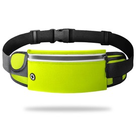 Running Pouch, Non-Swaying, Large Capacity, Includes Water Bottle Pouch, Lightweight, Smartphone Compatible, Waterproof, Stretchable, Jogging, Men's, Women's,, yellow green