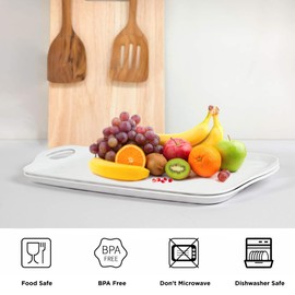 TP Large Serving Trays with Handles, 19" x 12" Melamine Serving Platters for Food, Turkey, Set of 2 Rectangular Trays for Party, Pure White