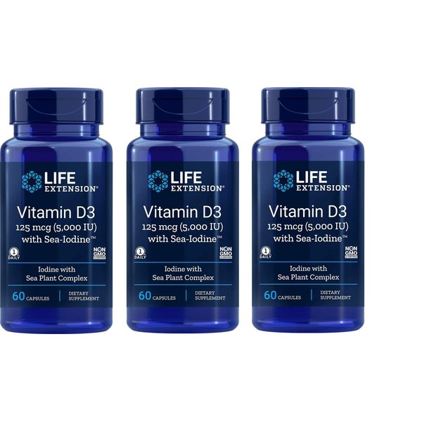 Vitamin D3 5000 IU Life Extension 60 Softgel (60 x 3)