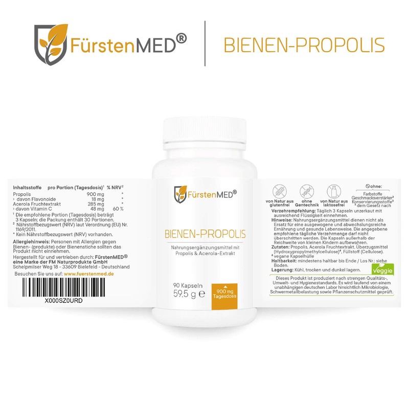 FürstenMED® Real Bee Propolis Capsules High Dose Natural Bee Resin