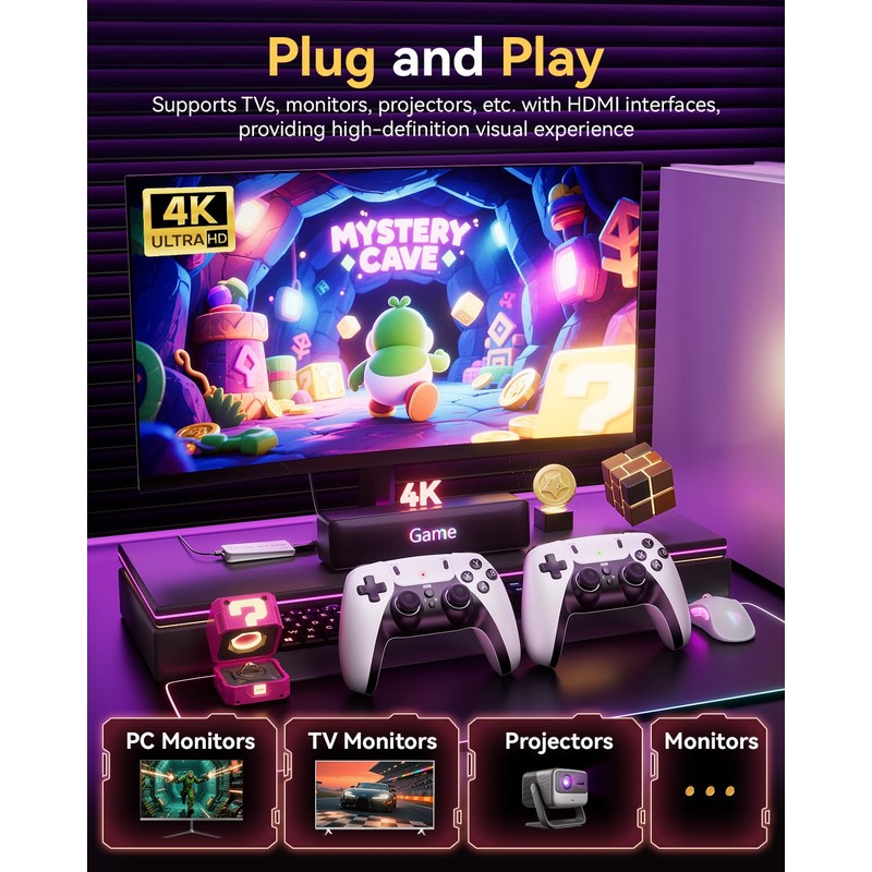 2026 Upgraded Retro Gaming Console, Retro Game Stick, 4K HD