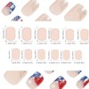 4th of July Press on Nails Short Square French Tip
