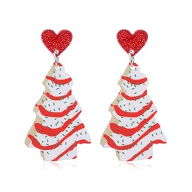 Christmas Tree Earrings for Women Acrylic Christmas Holiday Earrings Colourful Christmas Tree Drop Dangle Earrings for Christmas Jewelry Gifts for Women (loving)