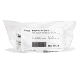 Areza Medical Surgical Tape - Porous Skin Soft Fabric Cloth Adhesive Tape - Fabripore - 2" x 10 yds. (5 cm x 9 m) - 2 Rolls per Box - FSA/HSA Approved