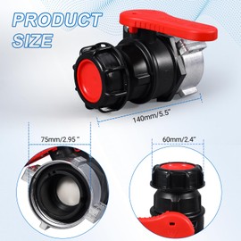 UMETASS IBC Tote Valve, 2.95" Coarse Thread IBC Tote Adapter, 75mm DN50 Heavy Duty Tote Tank Drain Ball Valve Connector Replacement (ball- valves, DN50)