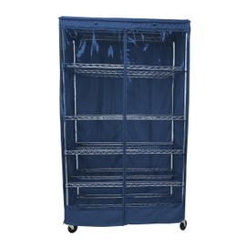 Formosa Covers Storage Shelving Rack Cover with One See Through PVC Panel in Color Dusty Blue Size 60" W x 24" D x 72" H