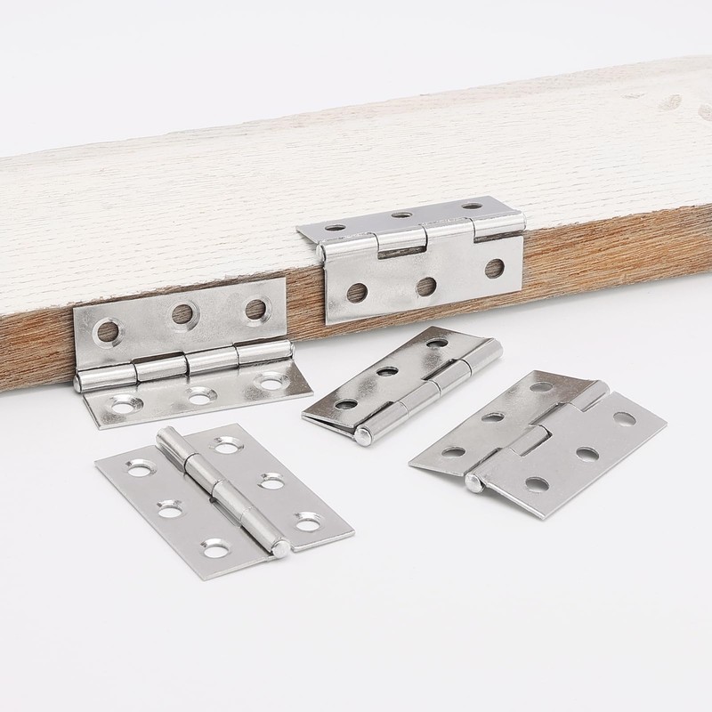 Unxuey Furniture Door Hinges, 16Pcs 1.7inch Folding Butt Hinges, Stainless