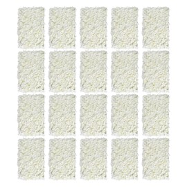 EnSyuSuMa 20 Piece White Flower Wall 24x16, White Artificial Flower Silk Fabric Wall Panels Decor for Outdoor Indoor Engagement Birthday Party Wedding 24x16 Inch (White+20 PCs)