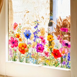 Tivleed Flower Window Stickers, Window Decals for Glass, Garden Floral Window Clings, Double-Sided Anti-Collision Static Stickers for Home Decor, 30 x 60cm, Waterproof & Reusable