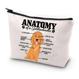 JYTAPP Goldendoodle Anatomy Cosmetic Bag Golden Doodle Gifts Golden Poodle Mom Zipper Pouch Bag Doodle Dog Lover Owner Gift