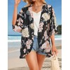 Women's Kimono Cover Up Floral Print Short Sleeve Lightweight Cardigan