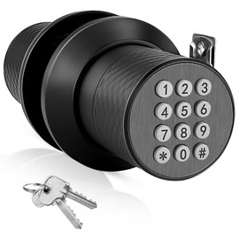 FITNATE Keypad Door Knob, Touch-Screen Digital Door Lock for Keyless Entry, Electronic Door Lock with Spare Keys, Easy to Operate and Install,15 User Passcode for Bedroom, Home and Office,Black