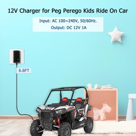 12V Charger for Peg Perego John Deere Tractor Battery, 12 Volt Battery Charger for John Deere Ground Force Tractor, John Deere Gator XUV Polaris RZR 900 Powered Ride On Car