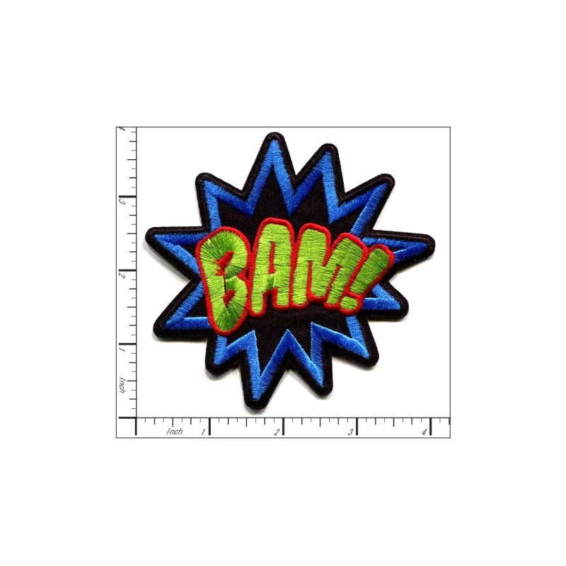 Patchwork Paradise Bam! Text Comic Book Style Embroidered Iron On