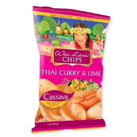 Cassava Chips, Thai Curry & Lime (12 Pack of 3 Ounce Individual Bags) - Gluten Free, Non-GMO, Vegan, Zero Trans Fats – Wai Lana