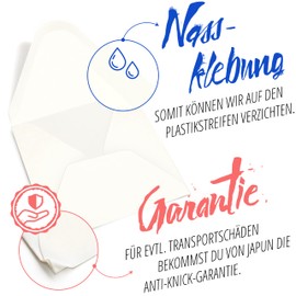 Japun - Set of 50 square blank folding cards including envelopes, folding cards for designing, labelling or printing - white