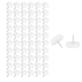 Plastic Feet for Furniture, 60 PCS ChairLeg Floor Protector,18mm Plastic Furniture Pads Nails ChairLeg Protector Glides,Fall-proof and Slip-resistant,for Chairs Sofa Table, (White)