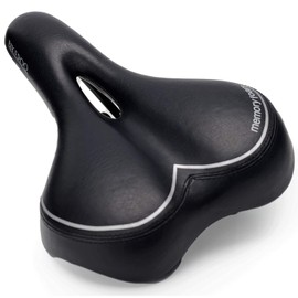 Memory Foam Bike Seat, Exercise Bike Seat Cushion, Comfort Bicycle Saddle for Men and Women Compatible for Stationary, Mountain, Road