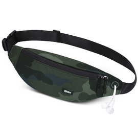 Bum Bag Waterproof Belt Bag for Men and Women for Mobile Phones up to 6.8 Inches, Waist Bag Sports Running Camping Bicycle Travel Jogging Running Belt, Camouflage Green