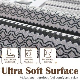 jinchan Moroccan Runner Rug 2x5 for Hallway - Geometric Honeycomb Modern Geometric Machine Washable Soft Ultra-Thin Non-Slip Carpet for Kitchen Bedroom Laundry Room (2x5ft,Black)