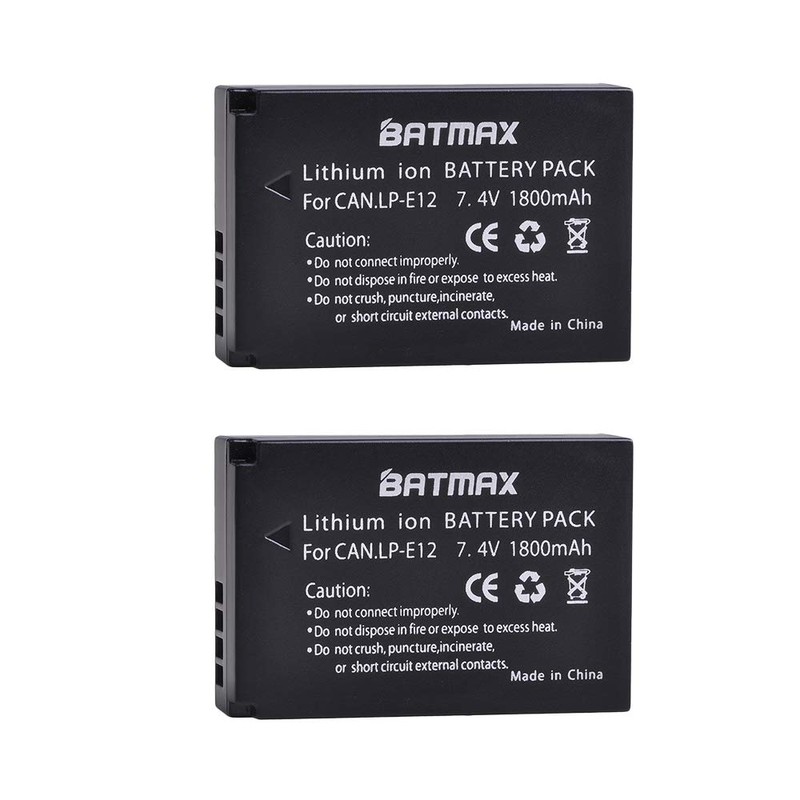 Batmax 2Pcs LP-E12 Battery + USB LCD Dual Charger with