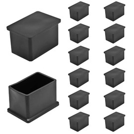Cjueiom 20pcs 15mm x 30mm / 5/8" x 1-3/16" Chair Leg Floor Protectors Rectangle Table Legs Covers, Black Chair Leg Caps PVC Furniture Leg Protectors, Chair Feet Protectors Stoppers Tips Ferrules Pads