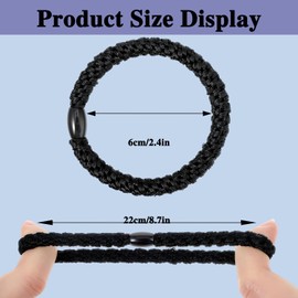 MOTIBACK Black Hair Ties for Men, 10Pcs No Crease Braided Elastic Hair Bands, Strong Hold Ponytail Holders for Men & Women with Thick Hair