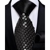 DiBanGu Shiny Black Sequin Slim Tie Set,Mens Solid Skinny Necktie