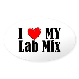 CafePress I Love My Lab Mix Oval Car Bumper Sticker