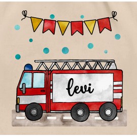 Geschenk mit Namen personalisiert by Shirtracer - Gym Bag Backpack - Fire Engine Motif I Gift Fire Brigade I Fire Train I Ladder Trolley Fire Brigade, 10 natural white, Unit size