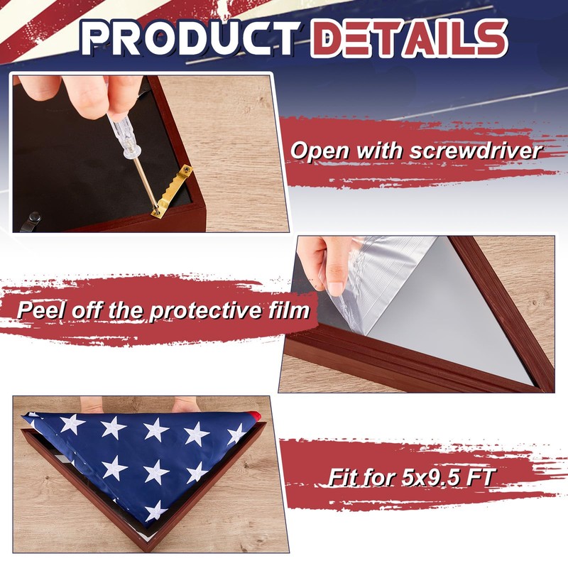 Mindsoft Flag Case for Burial with Folded Memorial American Stars