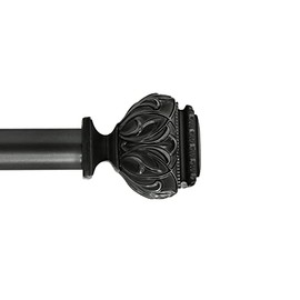 Jeco 7CR-S03 Peony Adjustable Single Curtain Rod 72" to 144"-Venetian Silver, Diameter:1 in, 72-144 in W Size