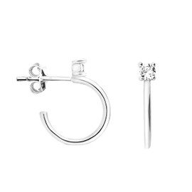 SOFIA MILANI - Women's Earrings 925 Silver with Zirconia Stone - Stud Hoop Earrings, Sterling silver, Cubic Zirconia