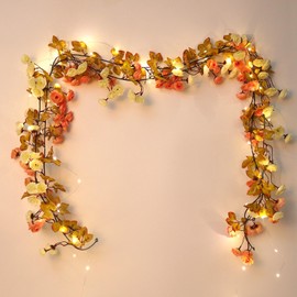 RECUTMS Artificial Flower Garlands 2Pcs 11.8Ft Fake Rose Vines Fake Hanging Flowers Fake Ivy for Wedding Arch Background Room Wall Decor Birthday Autumn Decor(White+Pink)