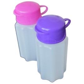 Handy Housewares Spill-Proof Flip-Lid Mini Salt & Pepper Shakers | Compact Durable Plastic Travel Spice Dispenser Set for Lunch Bags, Camping & Outdoor Cooking | Pink and Purple (1 Pair)