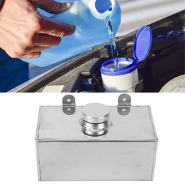2L Aluminum Washer Tank, Windscreen Washer Bottle Polished Intercooler Spray Tank Universal Car Parts