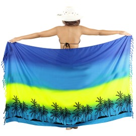 LA LEELA Women's Beachwear Summer Swimsuit Bikini Beach Sarong Coverups for Women Swim Cover Up Wraps Swimwear One Size Fountain, Palm Tree