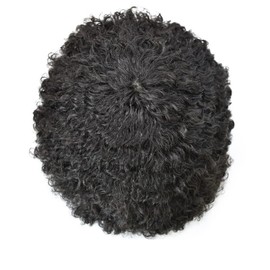 Afro Toupee for Man Weave Units Human Hair Replacement for Black Men 8x10 Male Hairpiece Injected Skin PU Base Black Mens Toupee 10MM Wavy-1# Jet Black
