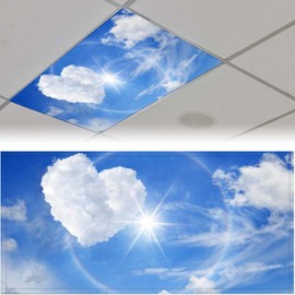 2 Pack Fluorescent Light Cover for Ceiling Light Classroom-Love Cloud Magnetic Light Cover Fluorescent Light Shade Panel, Decorative Film Filter for Reducing Harsh Glare Home Decorations