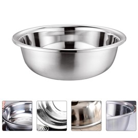 MUCKLILY Stainless Steel Basin, Large Mixing Bowl Colander Washing Bowl Bathroom Wash Basin Foot Soaking Tub Laundry Bowl for Kitchen Bathroom Laundry Room 28cm, Silver, 2O03I84HYUF79RZ71378EJNAS