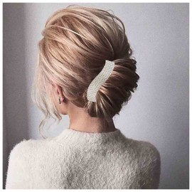 Yheakne Crystal Wedding Hair Clip Barrette Gold Rhinestone Hair Clip Bling Bridal Hair Clips Headwear Decorative Head Clip CZ Crystal Sparkling Bridal Hair Accessories for Women and Girls (Gold)