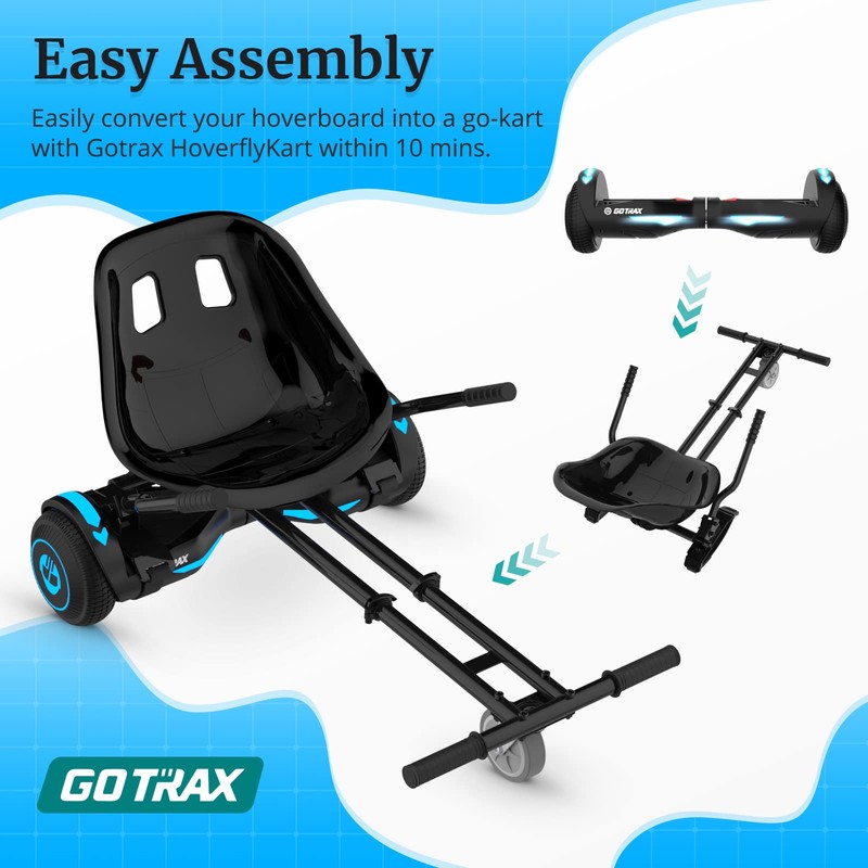 Gotrax Hoverboard Attachment with Rear Shock Absorption, Hoverboard Go Kart(BLA)