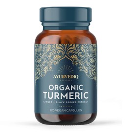 Ayurvediq Wellness, 120 caps Organic Turmeric Ginger and Black Pepper Capsules Curcumin capsules, Ginger Supplement, Ginger Capsules, Turmeric and Black Pepper Capsules, Gluten Free, Dairy Free, Vegan