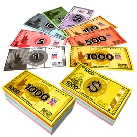 Luck Lab Play Money - 2 Sets of 30 for Each Bill in 8 Denominations (Total 480 PCS - 60 of Each) in Mixed Colors - Monopoly Money Refill Packs