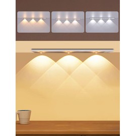 FXPS LED under cabinet lights, USB rechargeable battery powered kitchen mountain corrugated lights, closet lights with motion sensor in 3 color temperatures (3 beads/15.75 inches). (15.74in)